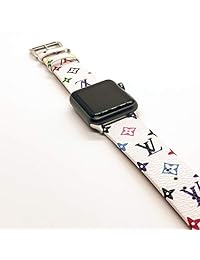 Diseño inspirado en el patrón de moda correa de cuero compatible con Apple Watch Series 4 3 2 1 Nike+ Sports (blanco) 1.496 in 1.575 in