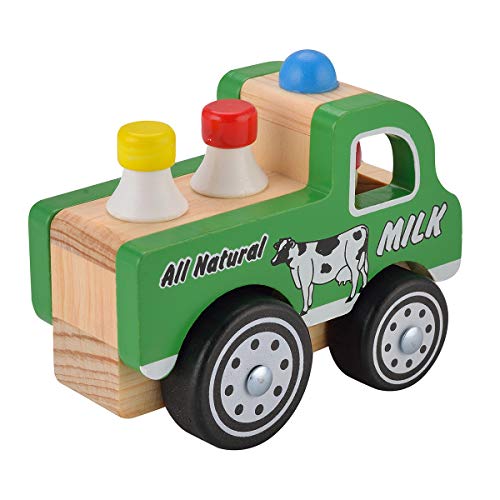 Wooden Roll Cars for Toddlers 2 3 Years Old, KIDS Toyland Push and Pull Car Toys for Kids, 3PCS Baby Toys Cars Set - Tractor, Truck and Cars, Educational Learning Vehicle Toys for Girls and Boys - Thumbnail 6