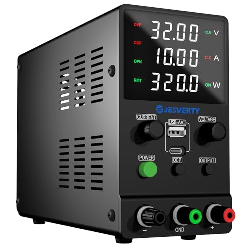 Variable DC Power Supply, 0-30V 0-10A Switching Adjustable Bench Power Supply with 20W USB and Type-C Fast Charging, Encoder Knob, Output Switch, 4 Digit LED Display SPS-3010M