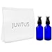 JUVITUS Cobalt Blue Glass Boston Round Treatment Black Pump Bottle - 2 oz (2 Pack)