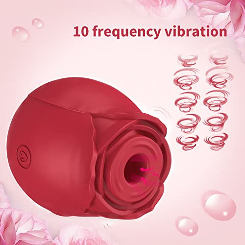 Rose Vibrator Toy for Female,G spot Clitoral Vibrator Sex Stimulator with 10 Sucking Modes,Waterproof and Rechargeable Sex Toys,Adults Goods Sex Toys Women Sex Toy for Solo or Couple