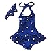 Jastore Baby Girls Swimwear One Piece Swimsuits Beach Wear with Headband (2-3T, Blue)