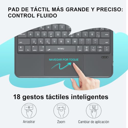 WIWU iPad 11 Generation Case Keyboard Air 11 Inch M4/M3/M2 Detachable | Magnetic 360° Backlit Keys Trackpad Pencil Holder Gray Color for iPad 10, Air 5/4 Pro 11" 4/3/2/1