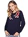 Romwe Women's Loose Long Sleeve Casual Embroidered Floral Sweatshirt Top