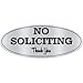 No Soliciting Sign Self-Adhesive Signboard Oval Silver Sign Board for Keeping Unwanted Visitors Away (1 Piece)