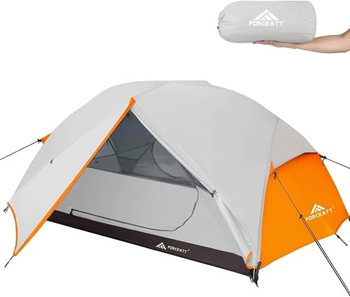 Forceatt Zelt 2 Personen Camping Zelt, 2 Doors Wasserdicht & Winddicht 3-4 Saison Ultraleichte Rucksack Zelt für Trekking, Camping, Outdoor. (2-Person
