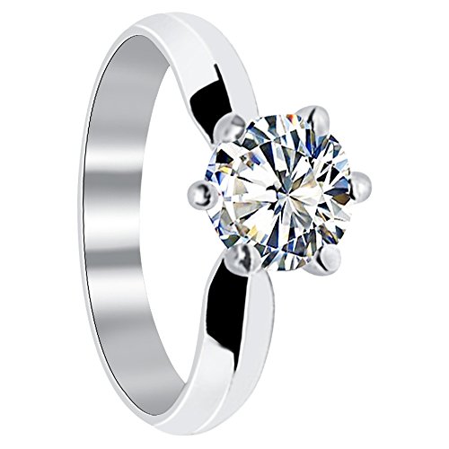 Gem Avenue czRound 925 Sterling Silver Cubic Zirconia Round Brilliant Cut 3mm Solitaire Ring