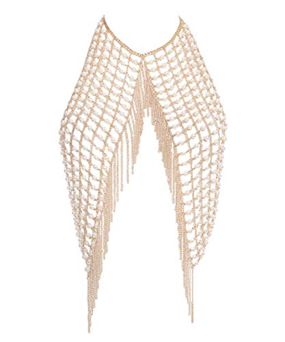 Denifery Fashion and Sexy Body Chain Handmade Pearl Tassel Gold Body Chain Body Accessories for Nightclub