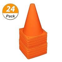 [ 24 Pack ] 7 Inch Plastic Traffic Cones Sport Training Traffic Cone Sets Field Marker Cones for Skate Soccer Indoor/Outdoor Agility Training & Festive Events Physical Education Flexible - Orange