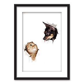 Framed A Dog a Cat from Cracked White...