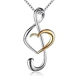 BGTY (Musical Note Necklace Pendant 925 Sterling Silver Jewelry for Women, Box Chain 18