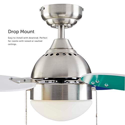 NOMA LED Ceiling Fan with Light 4 Reversible MultiColor or White