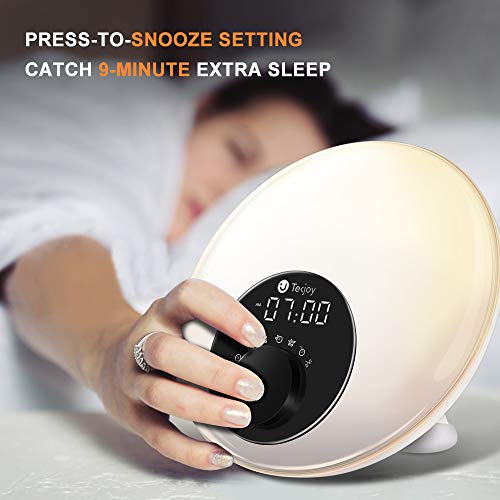 Tekjoy Wake Up Light Sunrise Alarm Clock LED Digital Wakeup Alarm with