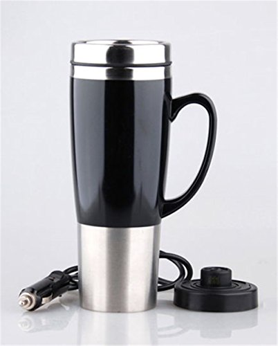 Click Here to See More Images Kangsur Car Electric Kettle Water Heating Boiling Cup Cigarette Lighter Bottle with Cup Removable Electric Power Base 450ML,12V
