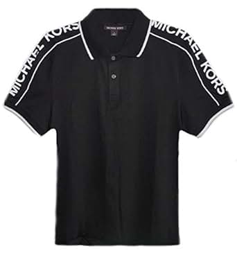 Michael Kors Mens MK Logo 100% Cotton Black Polo Shirt (S ...