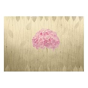 Pink Hydrangea with Leaf Striped Textured Background - Wall Mural, Removable Sticker, Home Decor - 66x96 inches