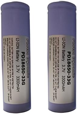 18650 Li-ion Battery PhotonDynamic PD18650-33G Super Max 3300mAh 3.7v 10A Discharge Rechargeable Li-ion Flat Top Battery (2PCS)