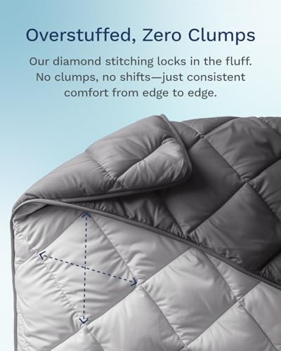 ViscoSoft Twin/Twin XL Comforter - Cloud-Soft Down Alternative Duvet Insert, All Season Cooling Lightweight Reversible Quilted Blanket for Dorm & Guest Bed, Oeko-TEX Certified, Light/Dark Gray