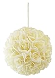 Garden Rose Kissing Ball - Ivory - 10 Inch Pomander Extra Large