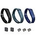 i-smile® 3PCS Replacement Bands with Metal Clasps for Fitbit Flex / Wireless Activity Bracelet Sport Wristband / Fitbit Flex Bracelet Sport Arm Band (No tracker, Replacement Bands Only) & Silicon Fastener Ring For Free (Black&Navy&Slate, Large)