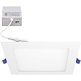 Maxxima 6 in Slim LED Downlight Canless Square 5 CCT Ultra-Thin Recessed, 1000 Lumens Flat Panel Light, Color Select 2700K-5000K (2700K/3000K/3500K/4000K/5000K) IC Rated Dimmable Junction Box Included