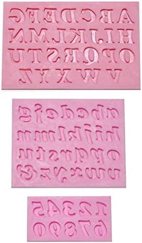 Tokou Mini Alphabet and Numbers Silicone Mold Letters Shape Handmade Chocolate Mold Fondant DIY Cake Tools 3 Set