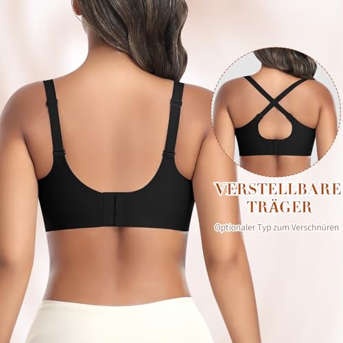 Women's Bra Without Underwire Seamless Smooth Soft Bra Fashionable Lace Mesh Deep V-Neck Comfortable Bra Padded Bra Bustier Non-Wired Soft Bra Seamless Bralette T-Shirt