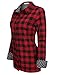 Meaneor Women's Polka Dot Lined Roll Up Sleeve Button Down Plaid Shirt
