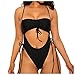 Mlide Womens Swimsuit Bandage High Cut One Piece Swimwear Solid Color Padded Push Up Bikini Sets Blackthumb 1