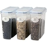 Airtight Cereal Food Storage Containers – 3 Pack Easy Pour Cereal Container Dispenser for Dry Food with locking Lids - Great for Beans, Rice, Pasta, Oatmeal &amp; More - Keeps Food Fresh &amp; Dry – 4L