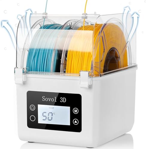 Filament Trockner, Sovol SH01 3D Drucker Filament Dryer Trockenbox Filamenttrockner 2 Rollen mit Upgraded Fan für 1.75mm, 2.85mm PLA PETG TPU ABS