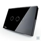 NIMTEK US/AU Standard, Smart home, Black Pearl Crystal Glass Panel, 3 Gangs 1Way, 220V/50Hz Touch Screen Home Light Dimmer Switch VL-C303D-82