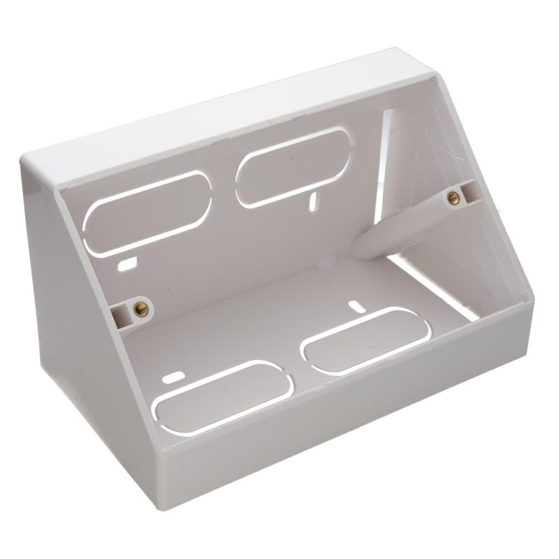 DOUBLE 2 GANG DESK MOUNT ANGLED BACK BOX FOR 146MM X 85MM FACEPLATES WHITE (1)