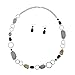 Bocar Fashion Long Chunky Cryastl Beads Necklace and Earrings Set for Women Gift (NK-10076-grey)