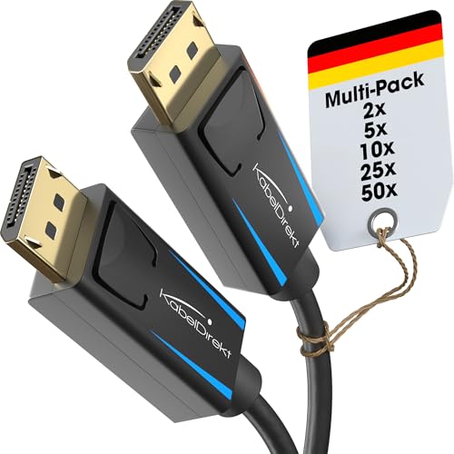 KabelDirekt – 8K & 4K DisplayPort-Kabel – 5x1,5m – v1.4, 240Hz