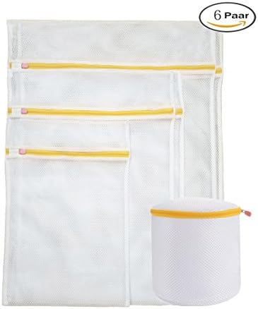 Set of 6 Coarse net Laundry Bags -2 Large, 2 Medium ,1Small and1 Bra protection Laundry Bags ,Blouse ,Sweaters,Hosiery, Underwear ,Pants, Skirts, Dresses, Rust-proof zipper Travel Laundry Bags