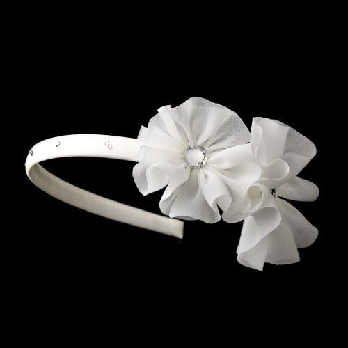 Marsellia Beautiful Fabric Side Accented Wedding Bridal Headband Tiara (white)