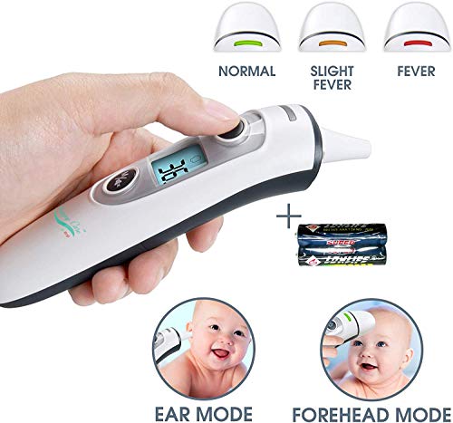 Baby, Children's, Adult Ear and Forehead Digital Thermometer - Temporal Electronic Infrared, Dual F & C Temperature Mode, Fast 1 Second Read, for Infants, Babies, Kids & Adults, Ear Termometro