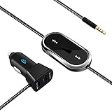 JDB FM Transmitter Wireless Radio Adapter Car Kit with 3.5mm Audio Plug and 4.8A Dual USB Car Charger for iPhone iPad Samsung LG HTC and More.
