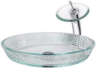 WEY Bathroom Glass Basin Art Washbasin Vintage Wash Basin Bathroom Glass Vessel Vanity Sink Faucet Set