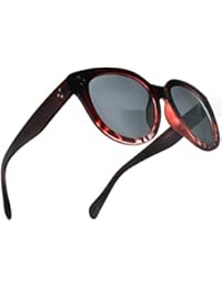 Bifocal Sunglasses for Women Oversized Reading Round Sun Readers Matte Black Burgundy 3.50 Power for Women
