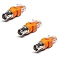 keisnoaja 3 Pcs BNC Female to RJ45 Adapter, 180 Degree Straight Coaxial Coax Barrel Coupler Adapter RJ45 to RF Connector for Computer Peripheral Equipment