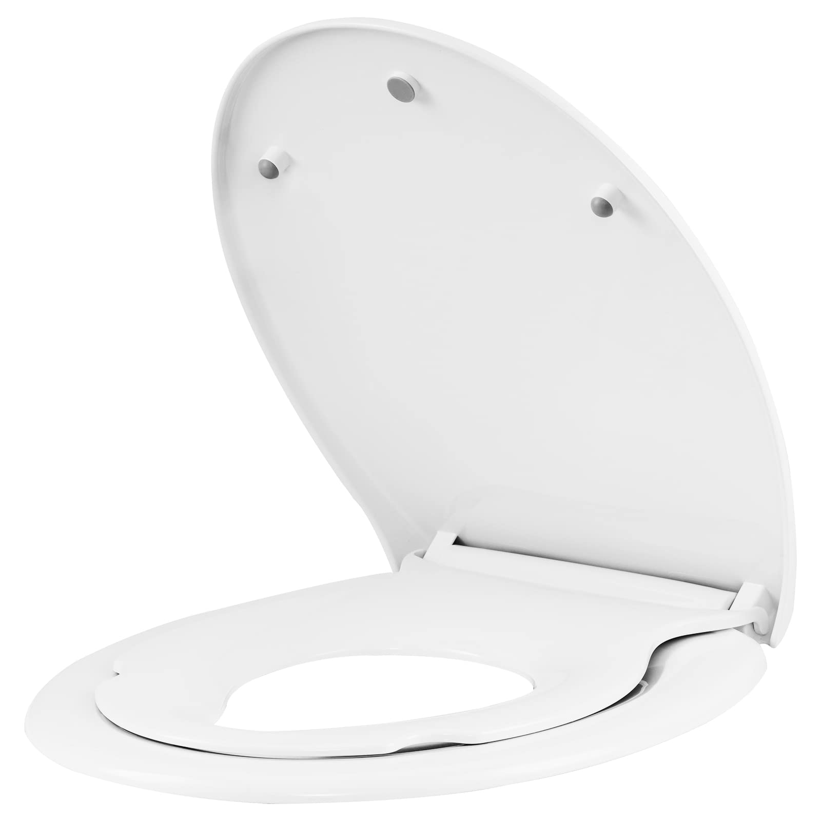 WOLTU Family Toilet Seat with Detachable Child Toilet Seat, Soft Close, Quick Release, O Shape, Top and Bottom Mounting with Adjustable Hinges, White