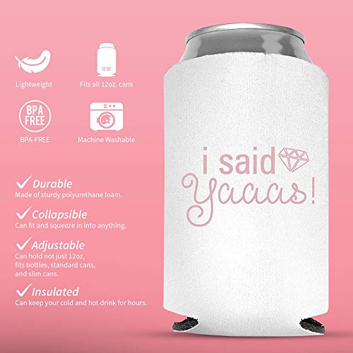 Coolies Can Coolers Insulated Collapsible Beer Soft Drinks Bottle Soda Can Sleeves I said Yaaas! & She said Yaas! Premium Quality Set of 12 White and Dusty Rose