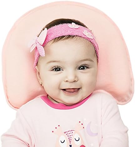 Baby Sleeping Pillow for Girls - 2 Organic Cotton Covers Included - Prevents Newborn and Infant Flat Head Syndrome - Organic - Breathable - Protective (Orange&Pink)