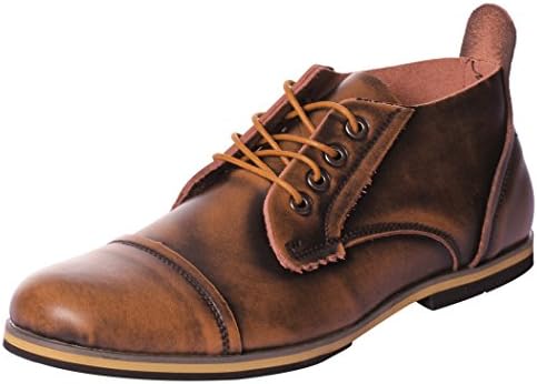 UJoowalk Mens Fashion Leather Lace-up Cap Toe Dress Original Ankle Desert Classic Chukka Boots (9.5D(M) US, Brown)