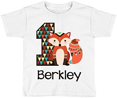 Blu Magnolia Co Baby Boys' Fox 1st Birthday Outfit or Shirt | Personalized with any Name (White, 18 Month Shirt)