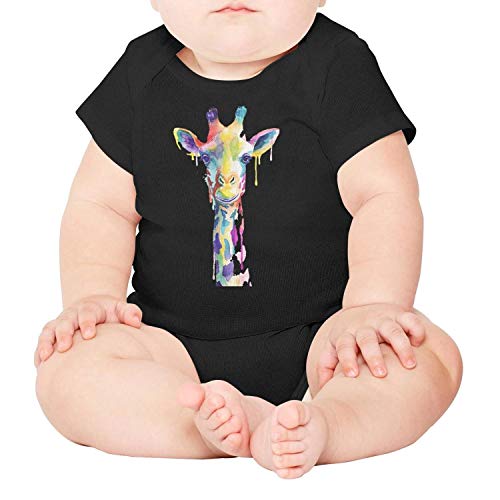 Giraffe Colorful Painting Baby Unisex Short Sleeve Cotton Simple Onesies