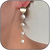 Pearl Dangle Earrings for Women Long Pearl Chain Earrings Pearl Drop Earrings Summer Prom Wedding Bridal Earrings for Women Jewelry