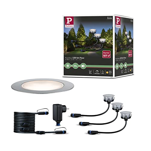 Paulmann 93692 Plug & Shine LED Außenleuchte Floor Eco 3er-Basisset 3000K 3x1W Silber 93692 Bodeneinbauleuchte LED Aussenleuchten